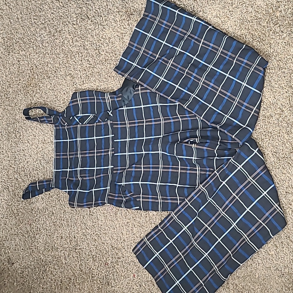 Zara Plaid Wide Leg Jumpsuit